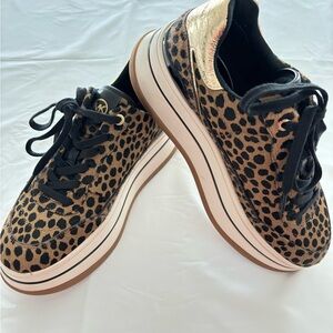Michael Kors leopard calf fur platform sneakers  like new (worn once) $195 NEW